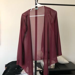 Sheer burgundy long sleeve wrap